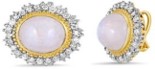 Tanya Farah Modern Etruscan Moonstone Double Diamond Sunburst Earrings (Approx. 2.00 CTW)