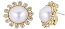 Tanya Farah Modern Etruscan Pearl & Diamond Sunburst Bezel Earrings (Diamonds Approx. 0.50 CTW)