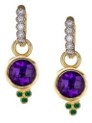 Tanya Farah Modern Etruscan Diamond Huggie with Amethyst Ear Charms