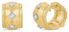 Tanya Farah Modern Etruscan Wide Diamond 3 Bezel Huggie (Approx. 0.20 CTW)