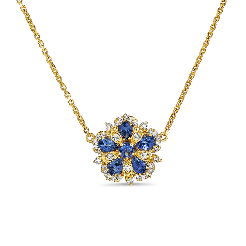 Tanya Farah Jasmine Bloom Necklace with Ceylon Sapphires & Diamonds