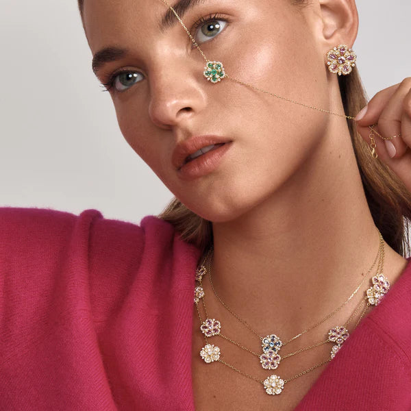 Tanya Farah Jasmine Bloom Necklace with Ceylon Sapphires & Diamonds