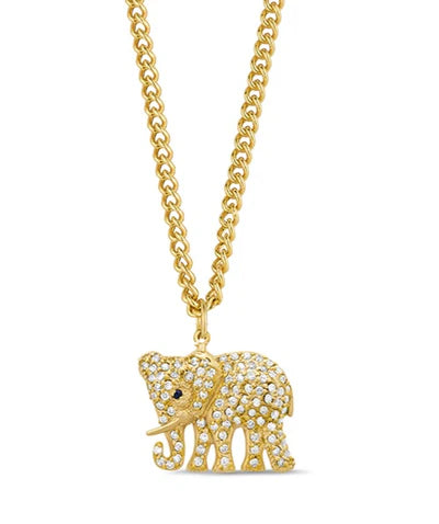 Tanya Farah Tree of Life Med. Diamond Elephant Pendant on Curbed Cuban Chain (Approx. 1.15 CTW)
