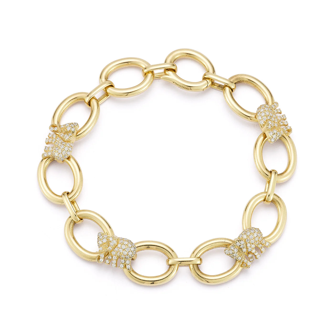 Tanya Farah 18K Diamond Elephant Oval Link Bracelet (Approx. 0.85 CTW)