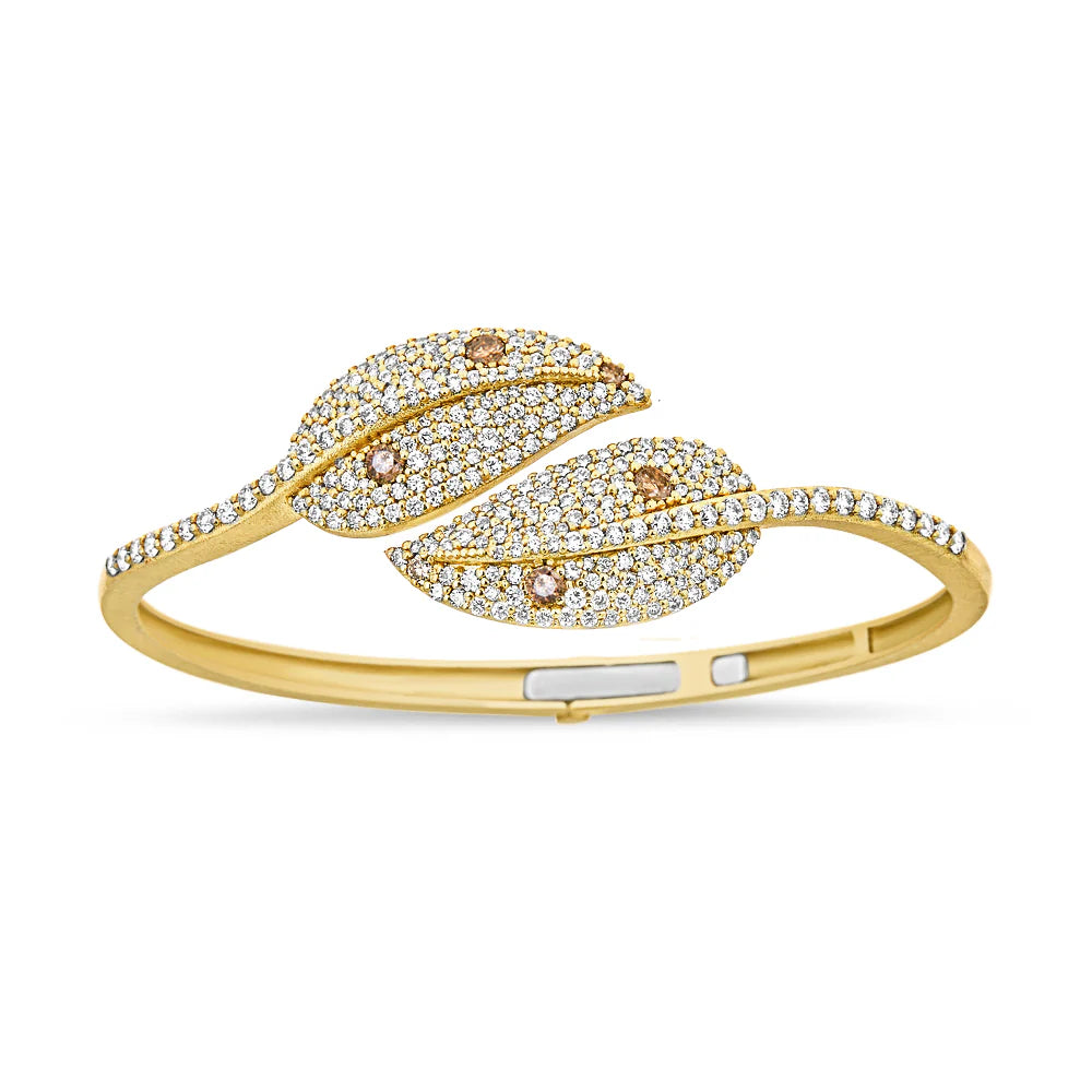 Tanya Farah Tree of Life Diamonds & Blue Sapphire Diamond Leaf Wrap Bangle (Lab Created Diamonds Approx. 2.50 CTW)