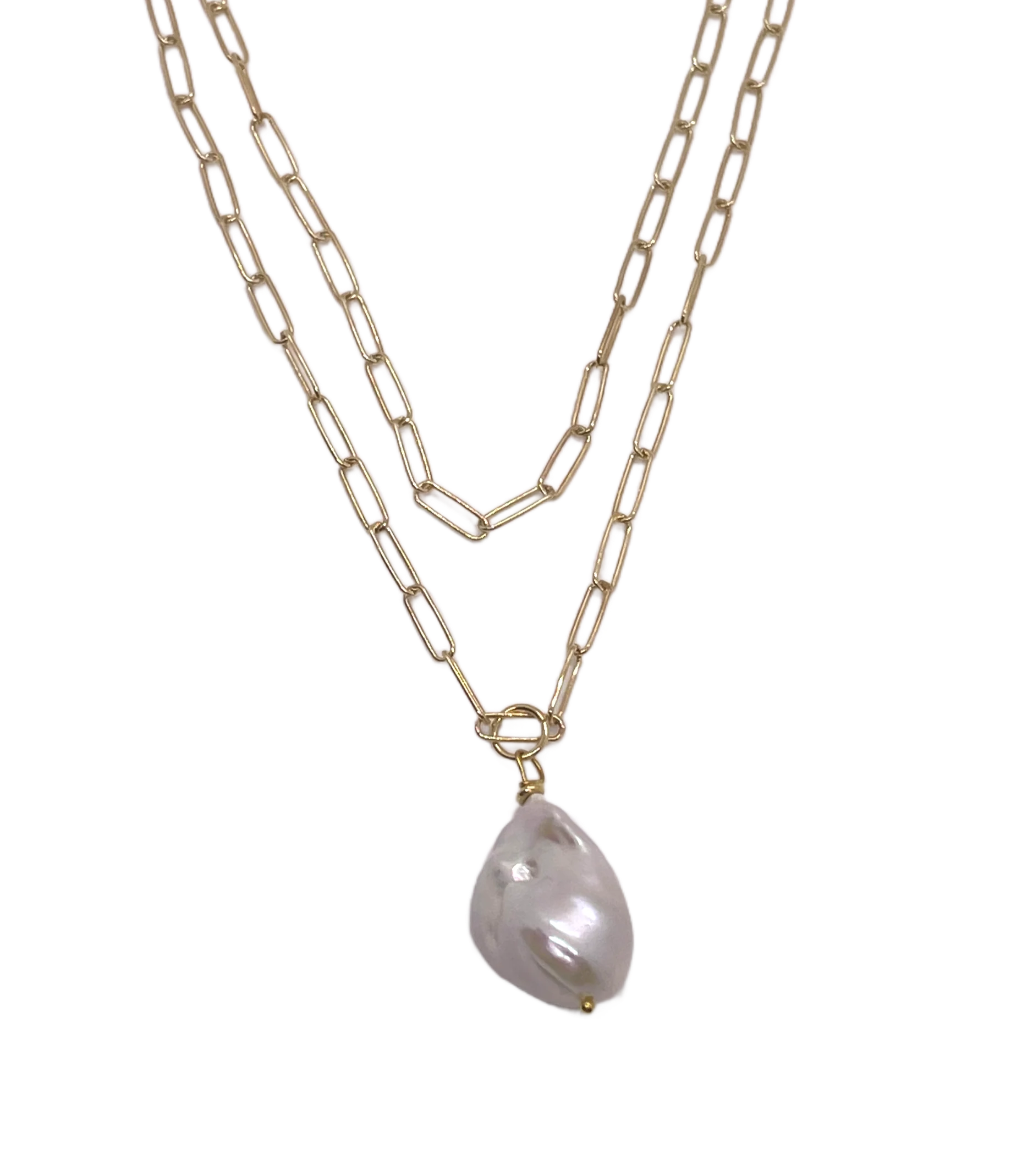 Peyton William Jewelry Baroque Pearl Paperclip Chain Necklace