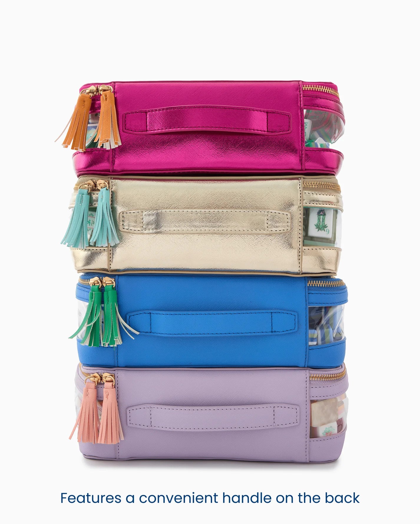 Oh My Mahjong Metallic Pink Tile Storage Bag