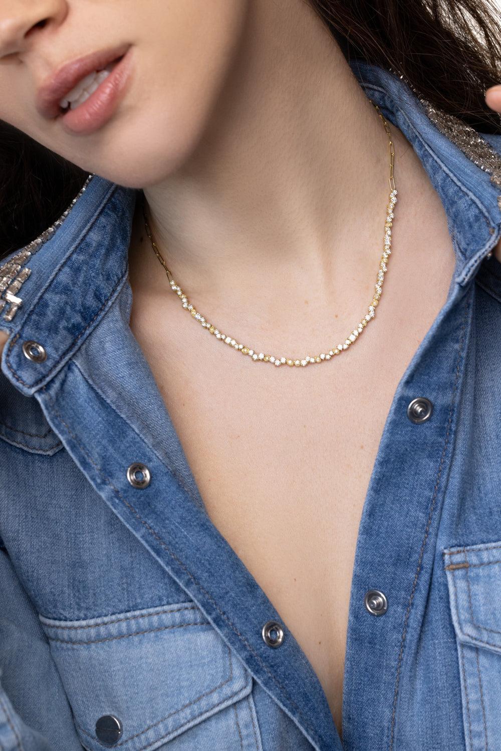 Tanya Farah 18K Gold Diamond Confetti Necklace (Approx. 3.00 CTW)