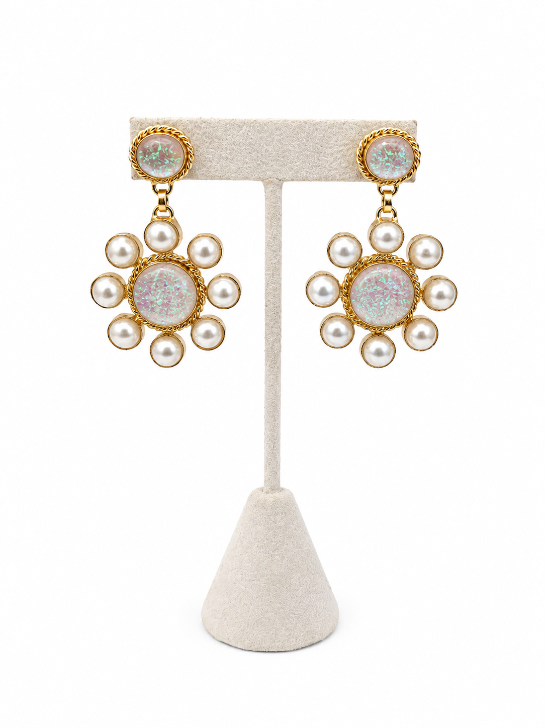 Wendy Perry Green Opal Pearls Jardin Earrings