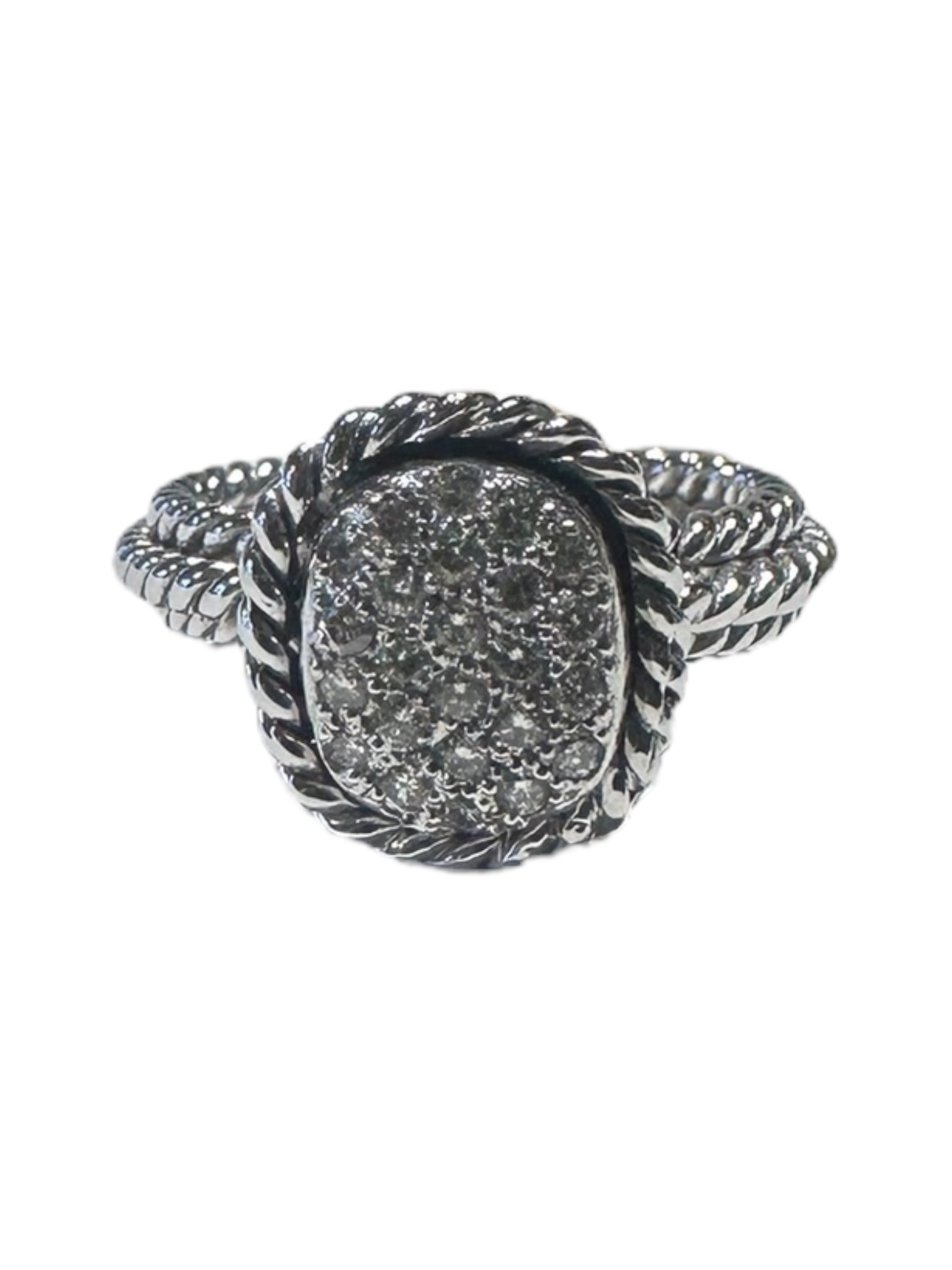 White Gold Diamond Pave Twisted Rope Ring