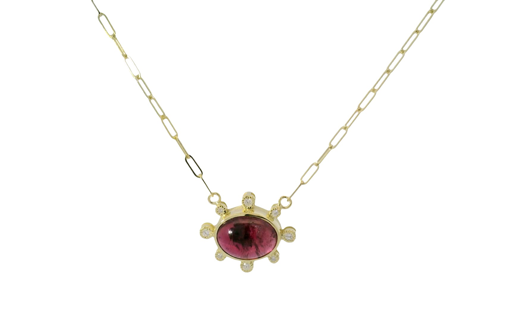 14kt Green Gold & Pink Tourmaline Necklace
