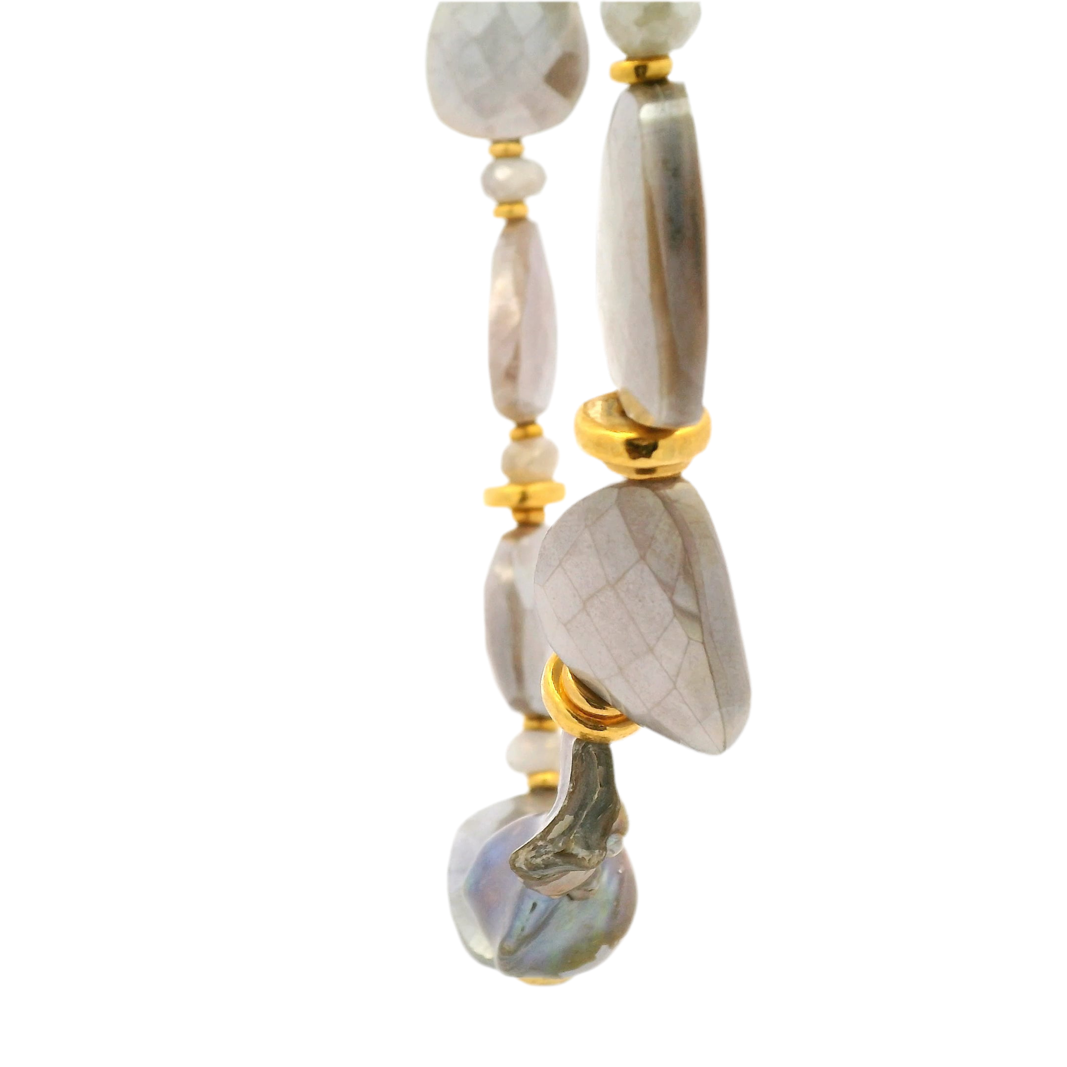 Peyton William Jewelry Exquisite Siloni Moonstone and Baroque Pearl Necklace
