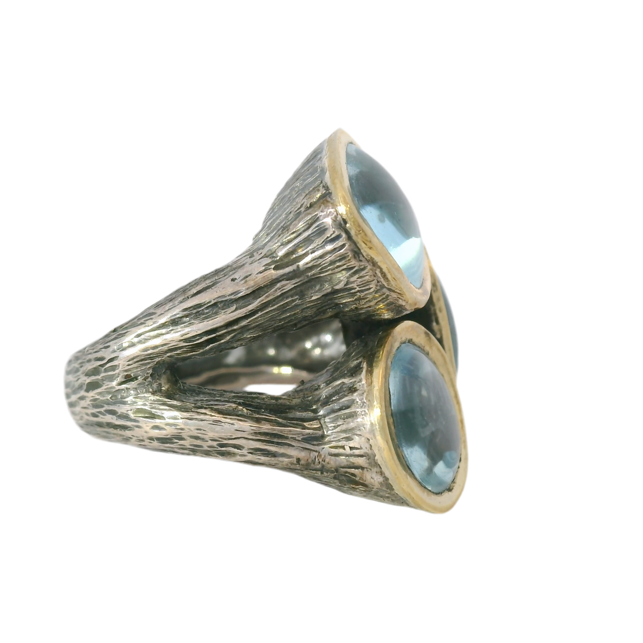 Styliano 3 Stone Blue Topaz Ring