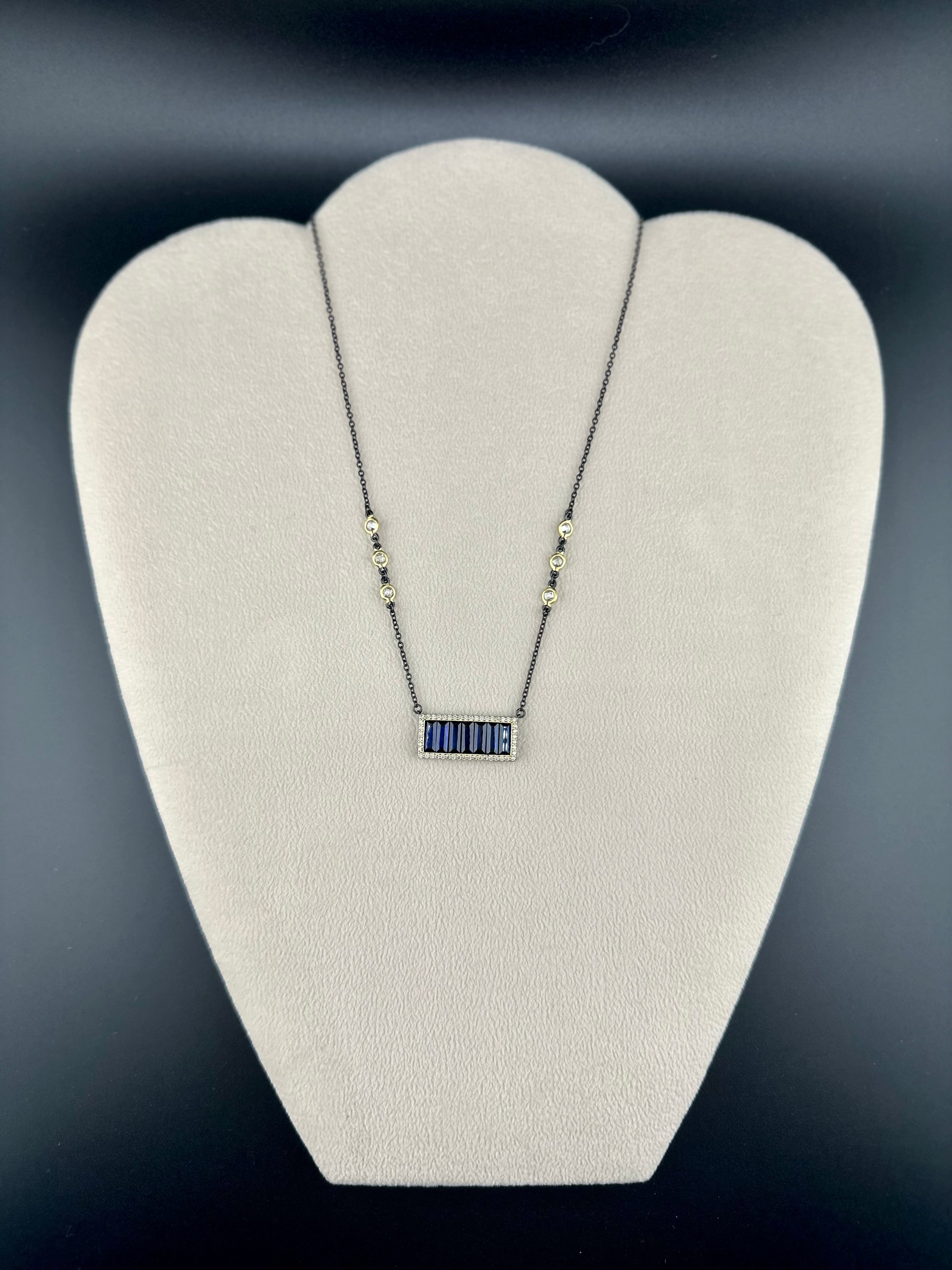 Freida Rothman midnight blue single rectangle station Necklace