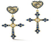 Tanya Farah 14mm Blue Sapphire Hearts with Blue Sapphire 34mm Crosses (Approx. 4.50 CTW)