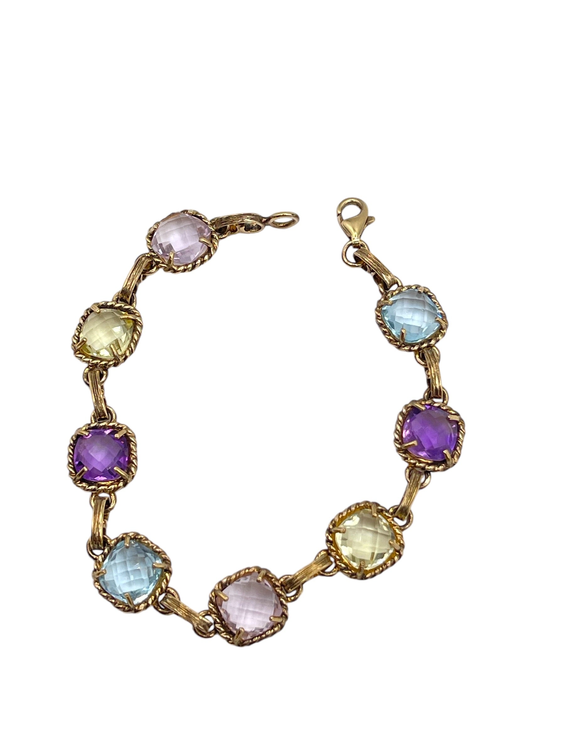 Bracelet with Blue Topaz, Citrine and Amethyst Stone