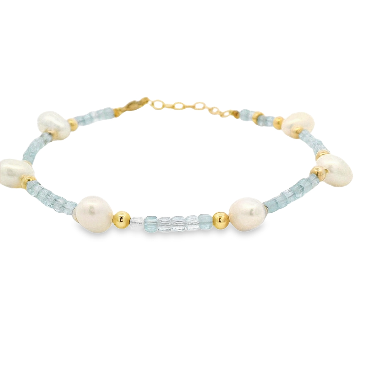 JIA JIA Aquamarine Pearl and Gold Bracelet