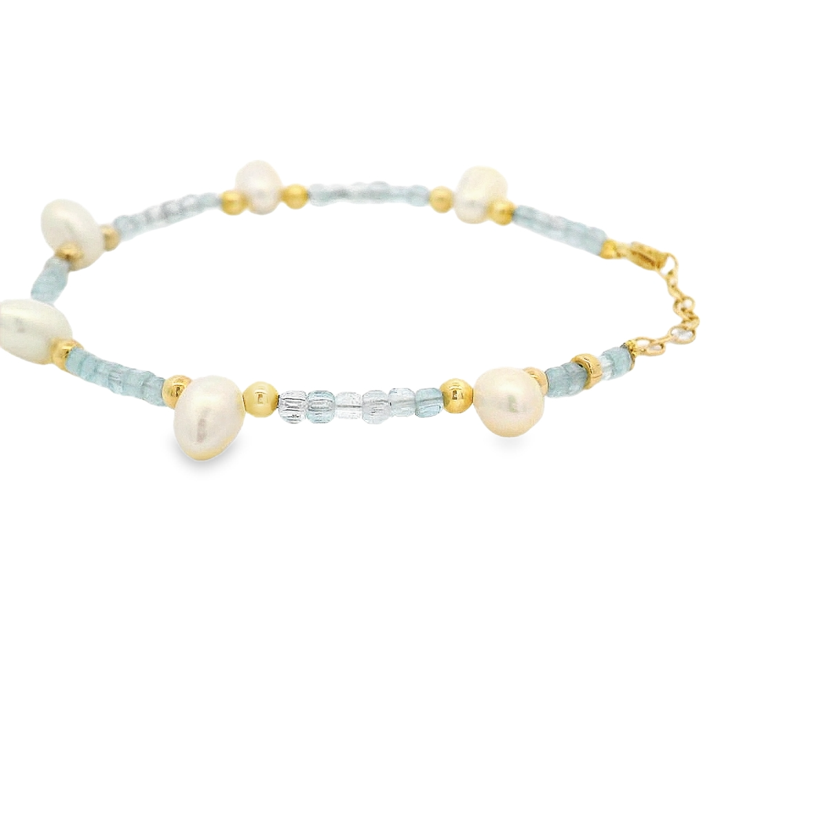 JIA JIA Aquamarine Pearl and Gold Bracelet