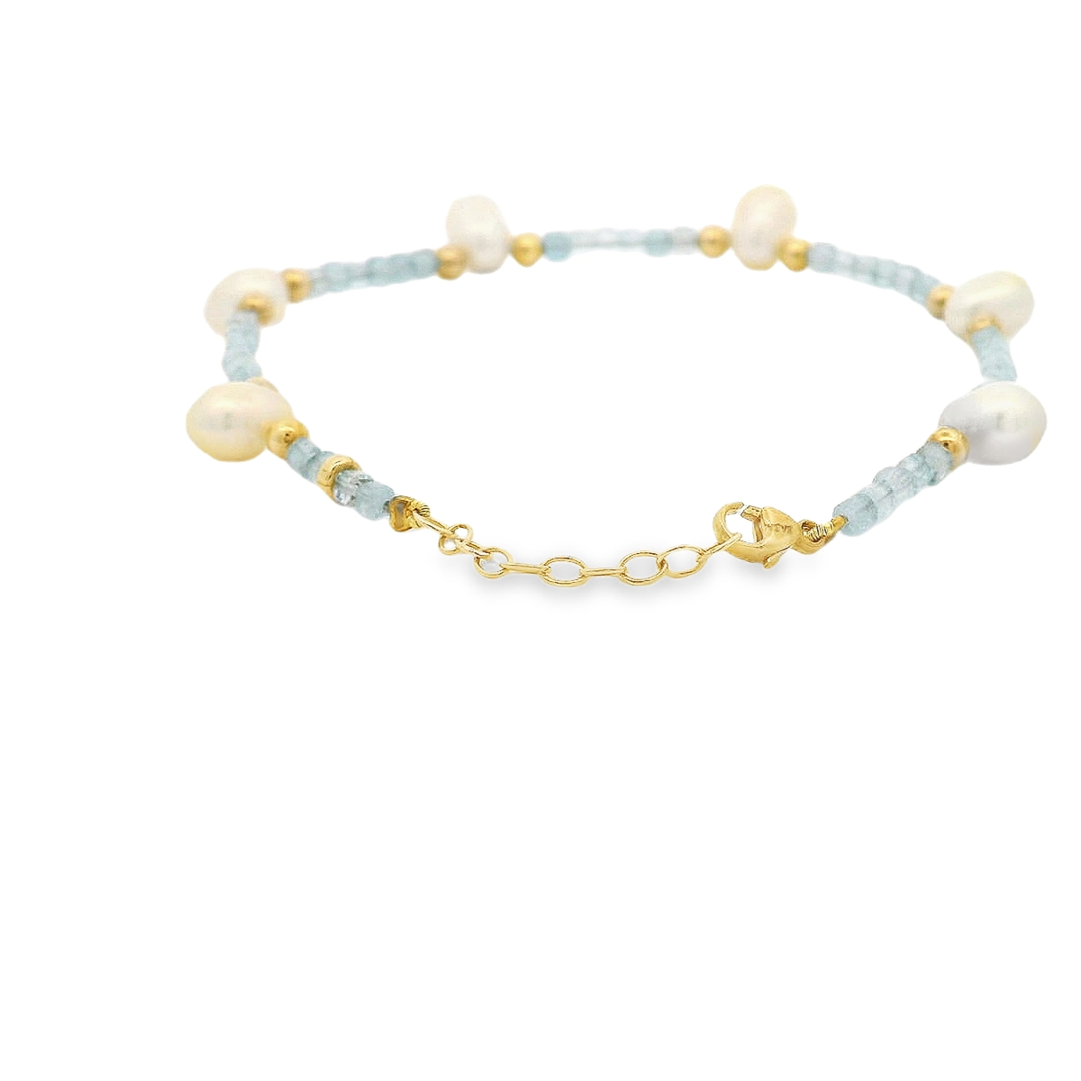 JIA JIA Aquamarine Pearl and Gold Bracelet