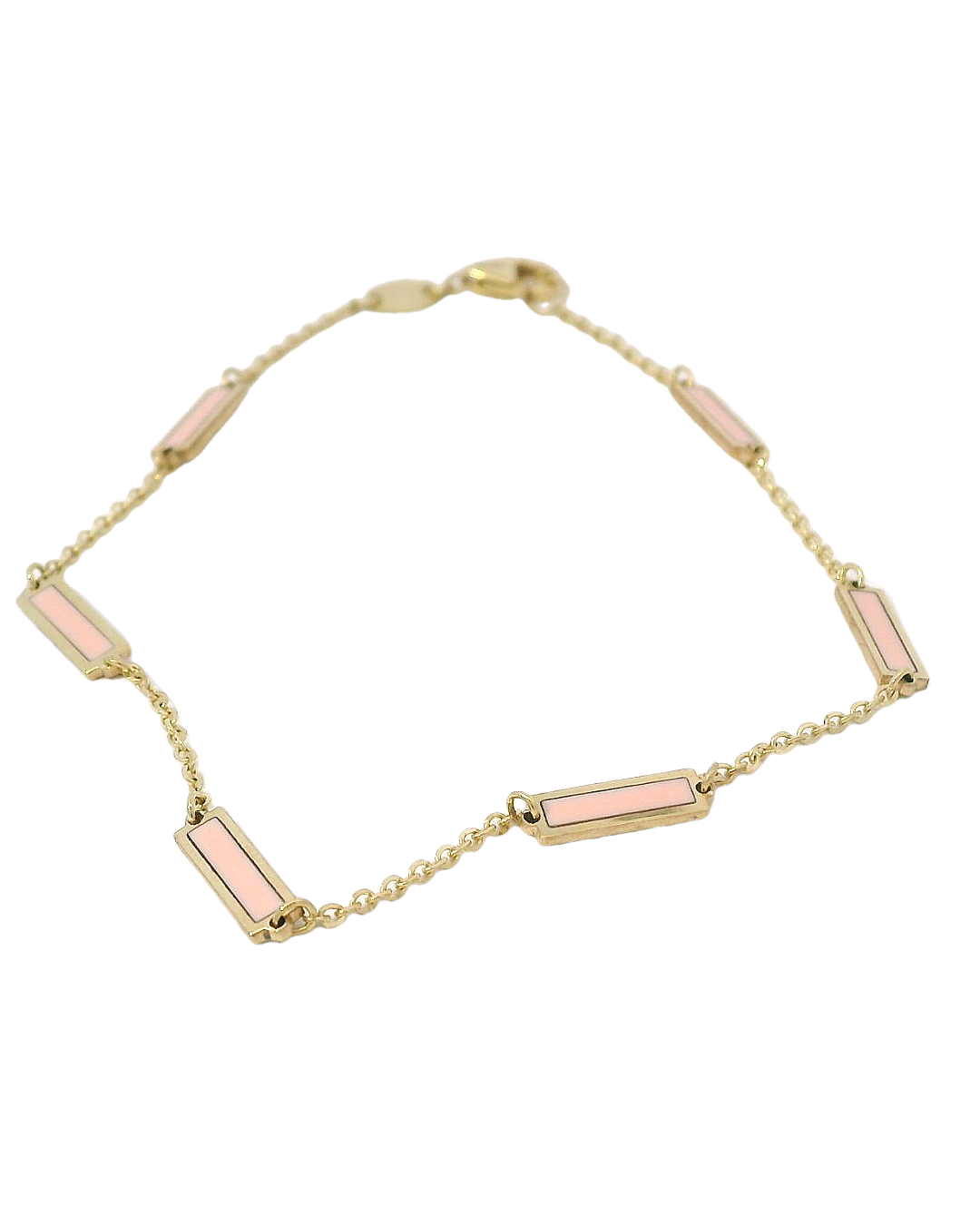 JIA JIA Pink Opal Gold Bar Chain Bracelet