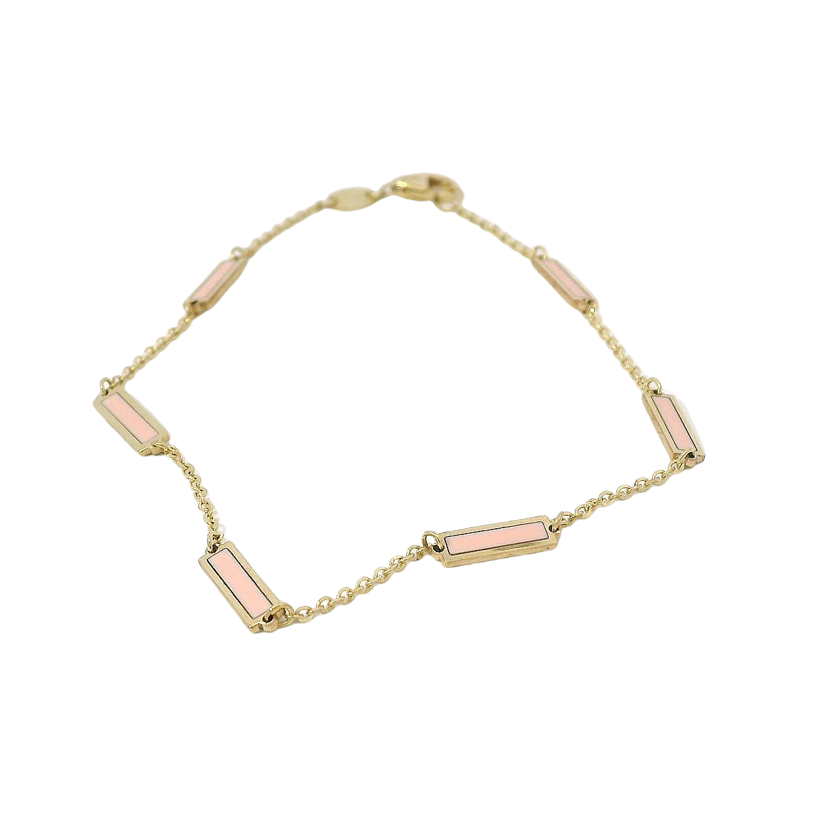 JIA JIA Pink Opal Gold Bar Chain Bracelet