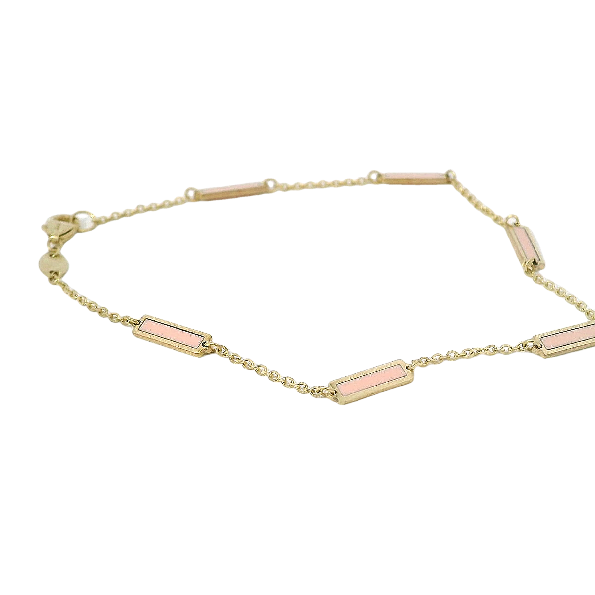 JIA JIA Pink Opal Gold Bar Chain Bracelet