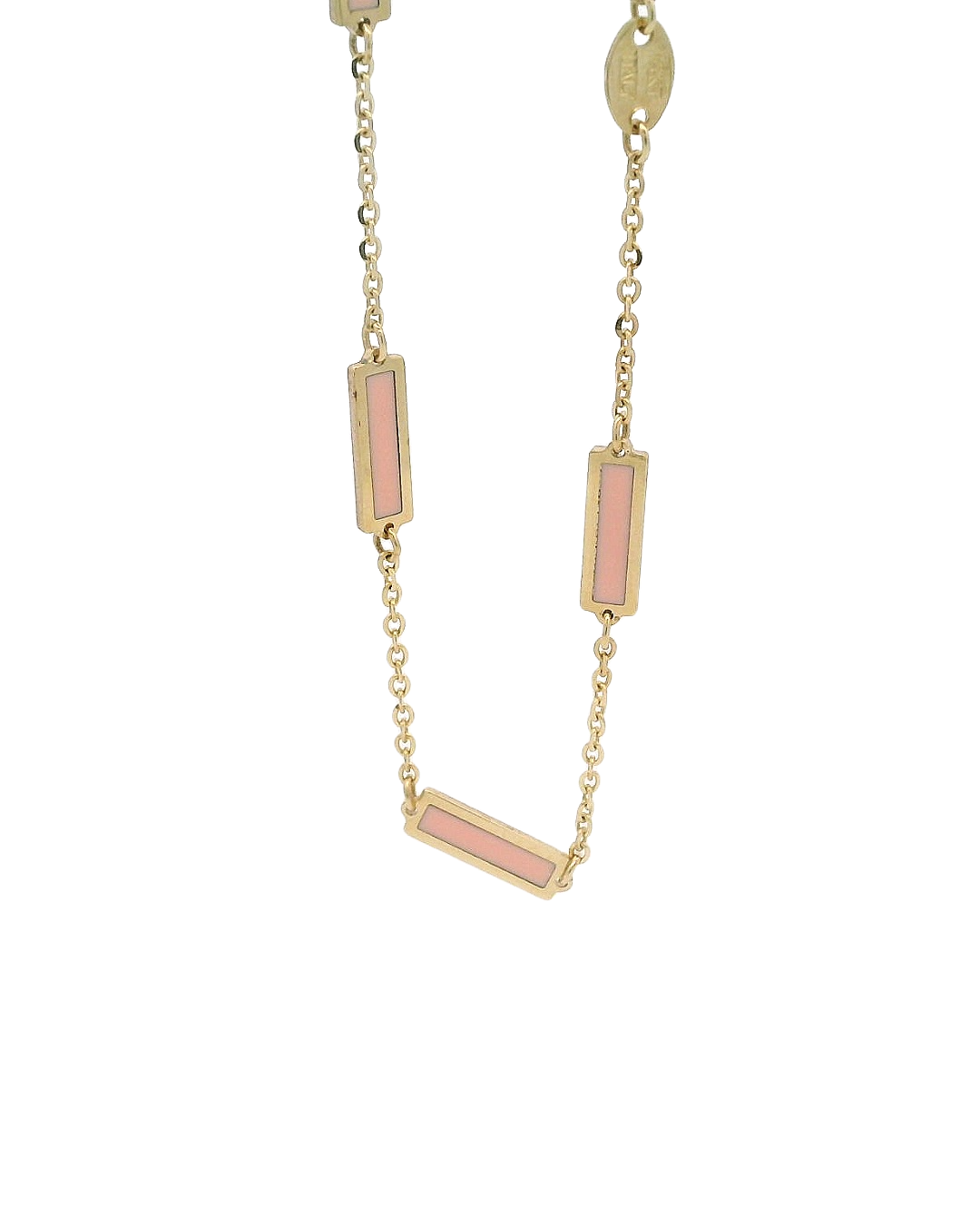 JIA JIA Pink Opal Gold Bar Chain Bracelet