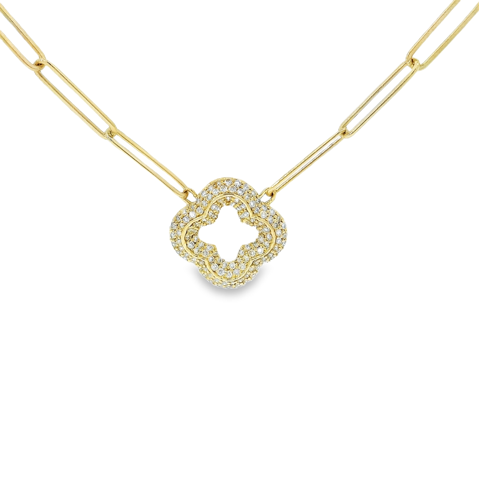 14kt Paperclip Clover Necklace