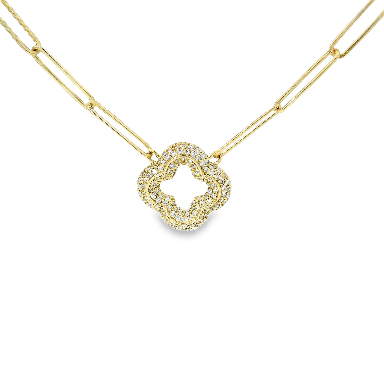 14kt Paperclip Clover Necklace