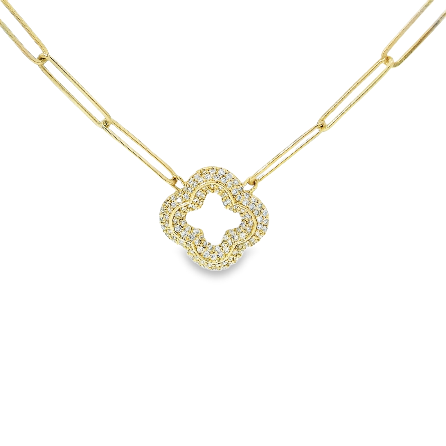 14kt Paperclip Clover Necklace