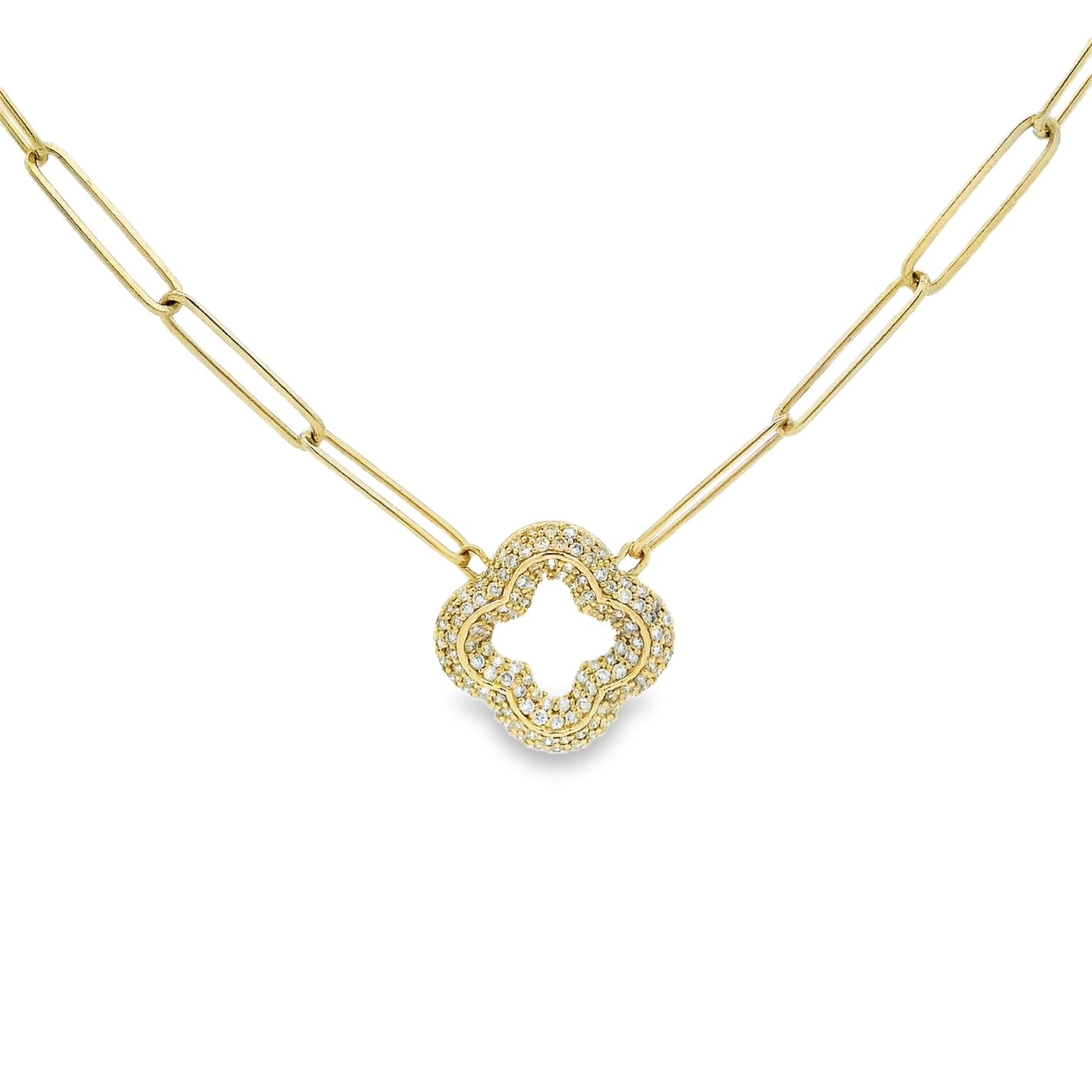 14kt Paperclip Clover Necklace