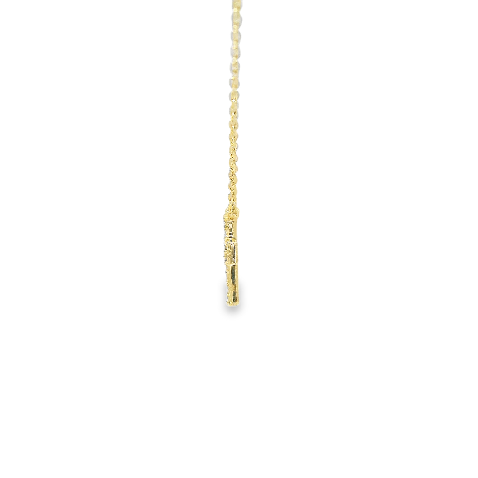 18” Cross Necklace with .12cts Diamonds and a 14kt Yellow Gold