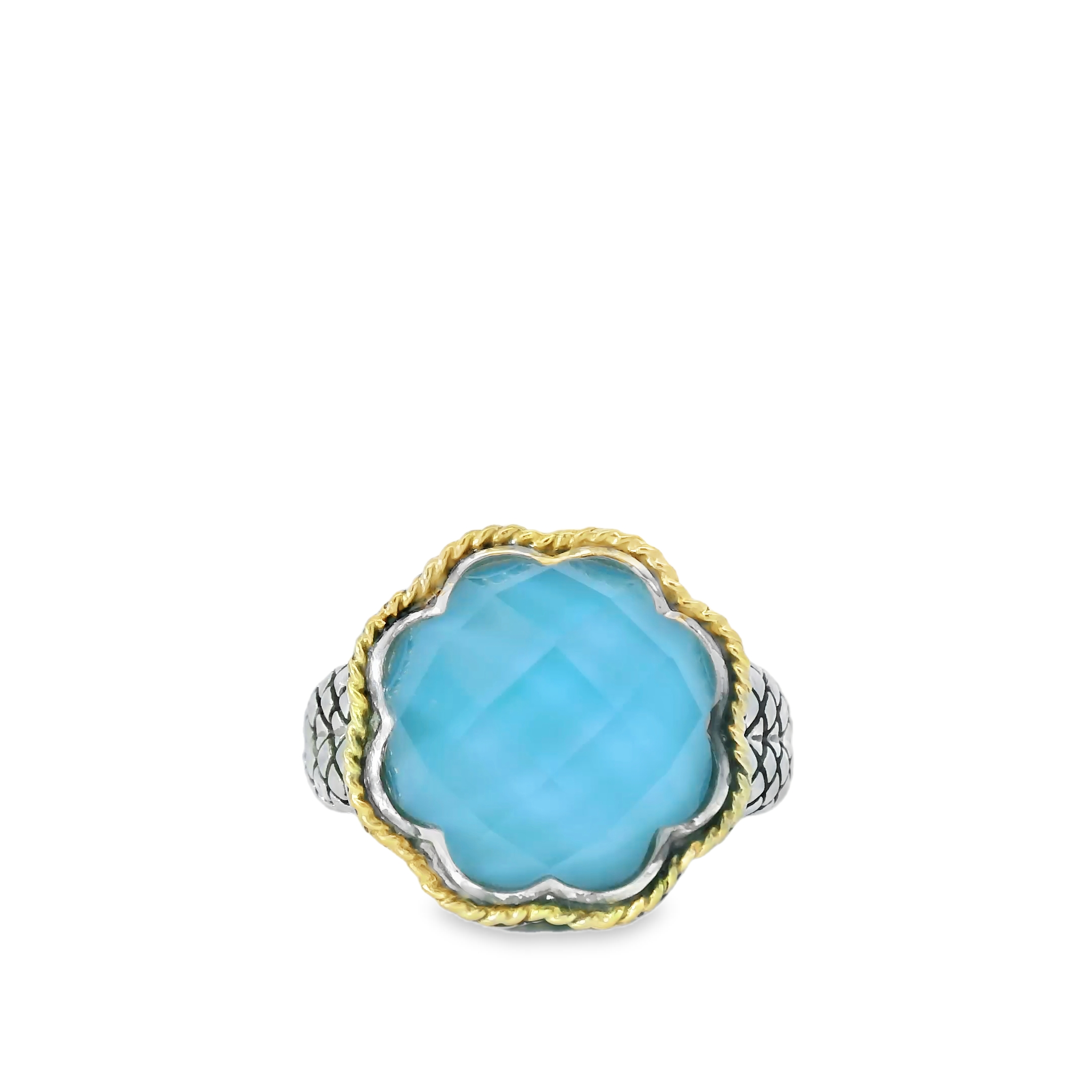 Turquoise Sterling Silver and 18kt Gold Ring