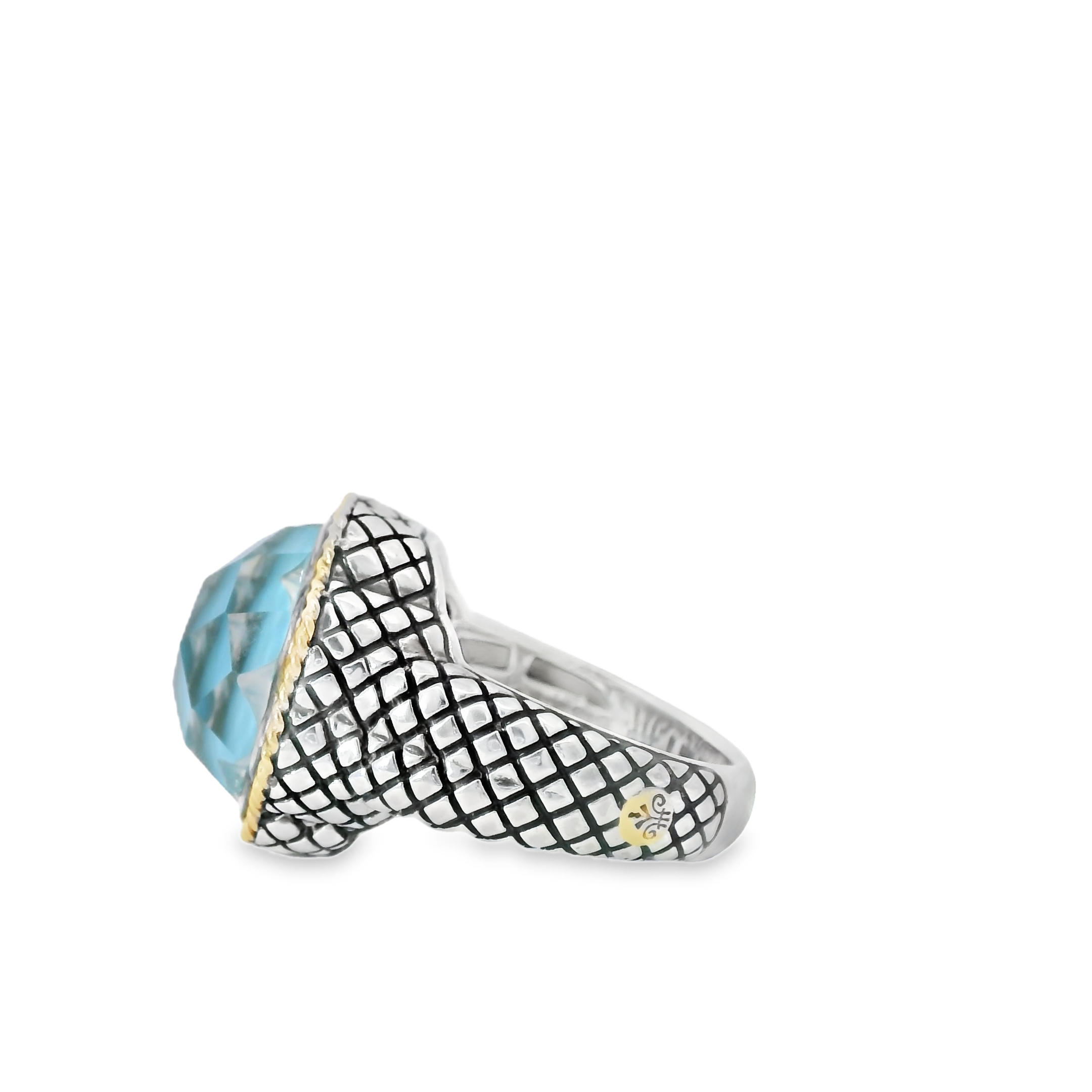 Turquoise Sterling Silver and 18kt Gold Ring