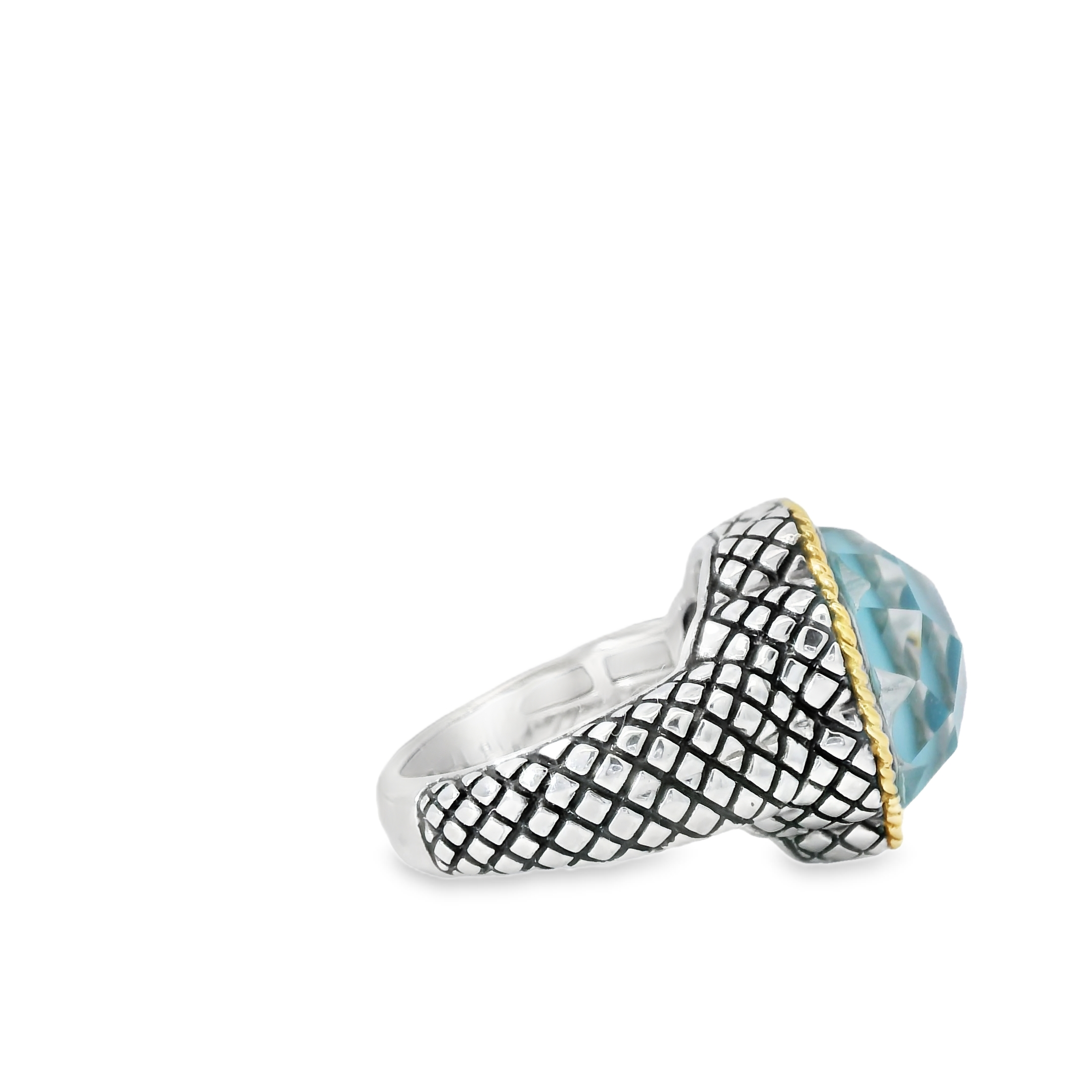 Turquoise Sterling Silver and 18kt Gold Ring