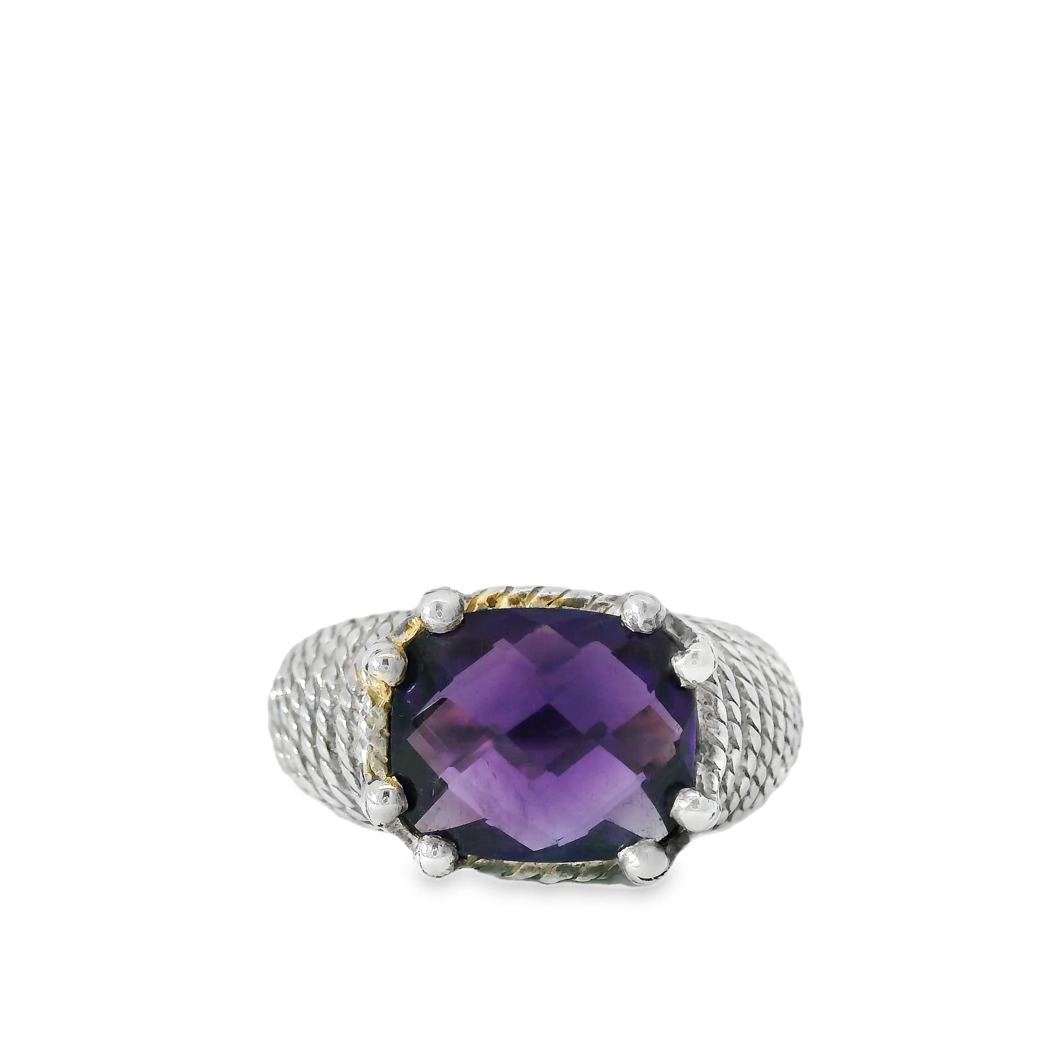 Sterling Amethyst Rope Ring