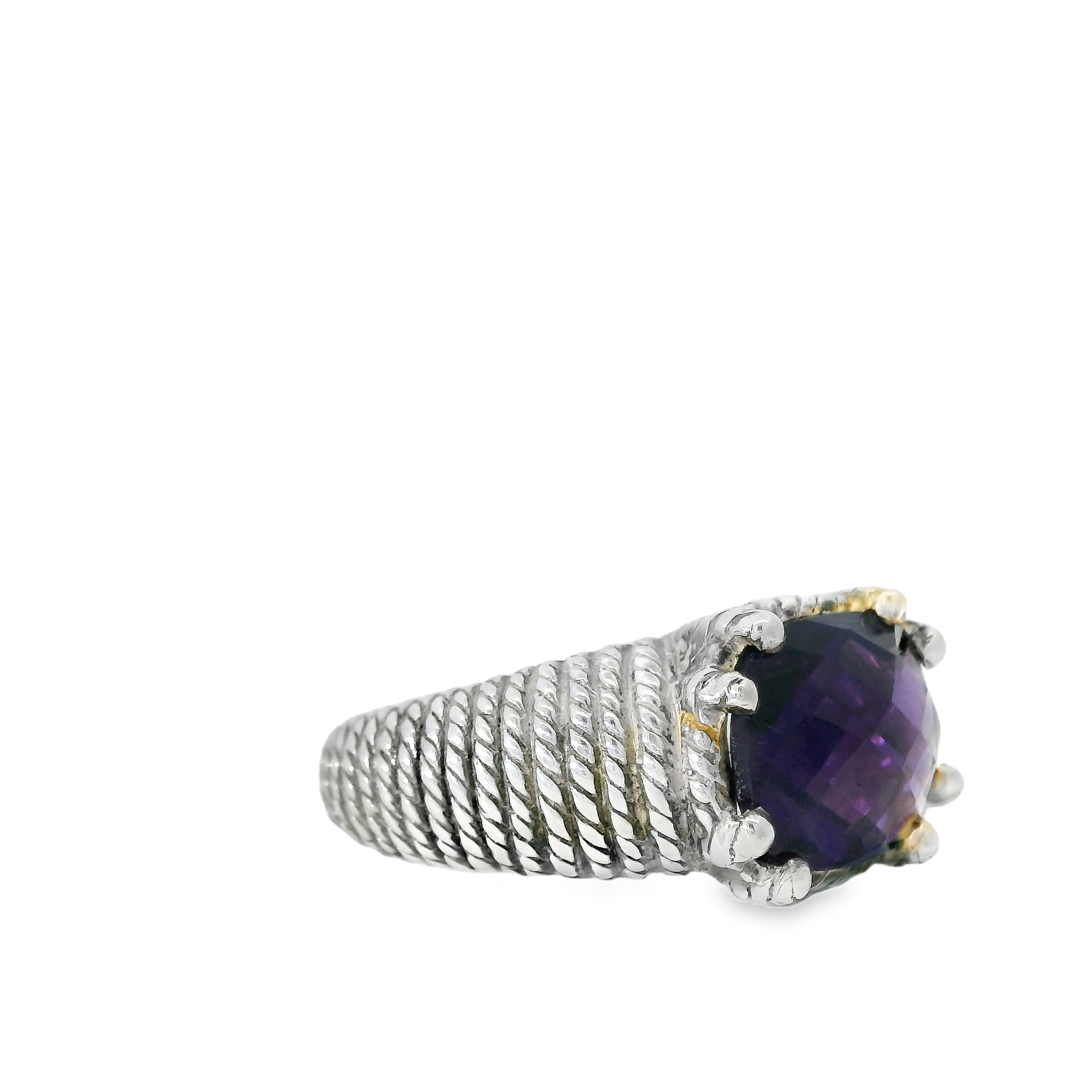 Sterling Amethyst Rope Ring