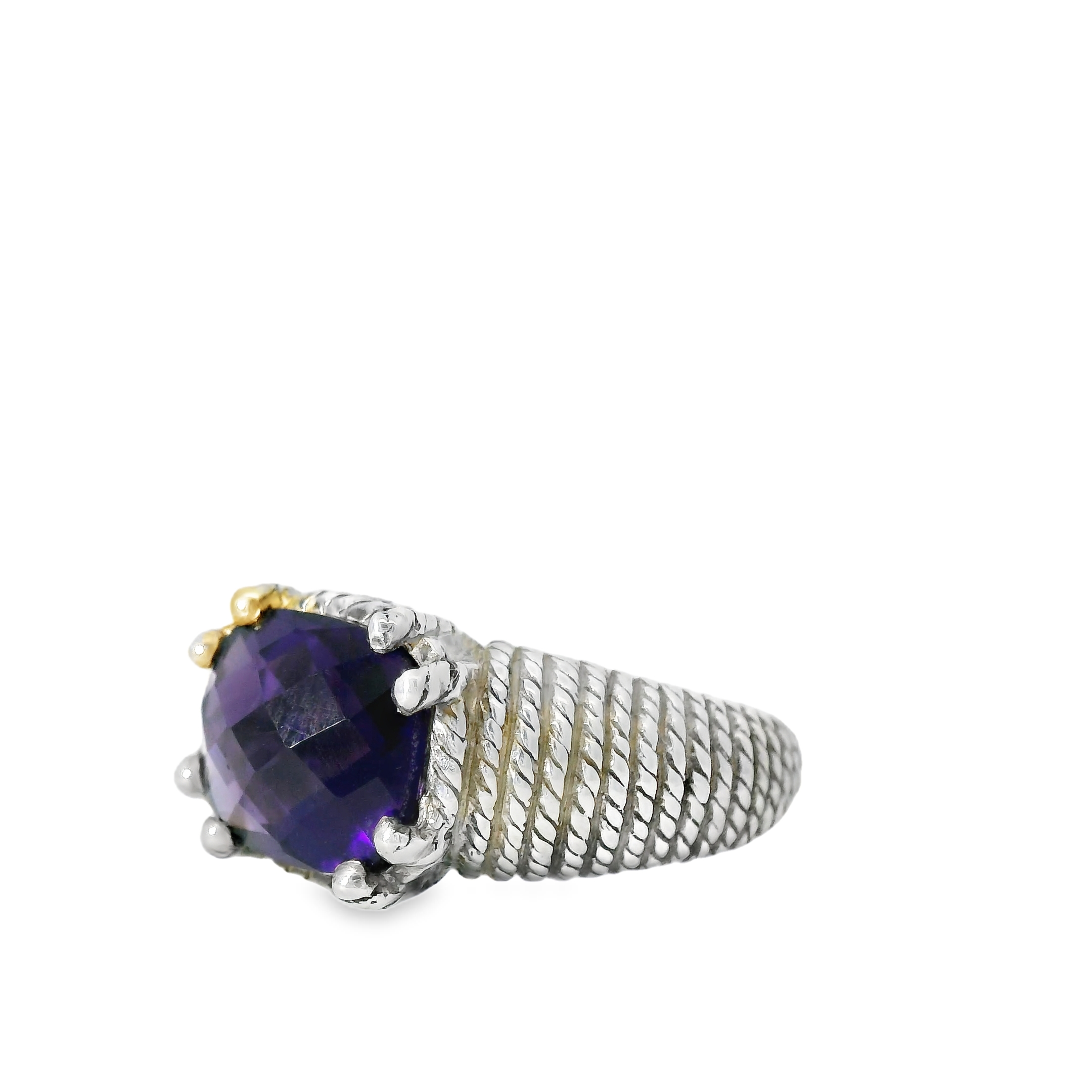 Sterling Amethyst Rope Ring