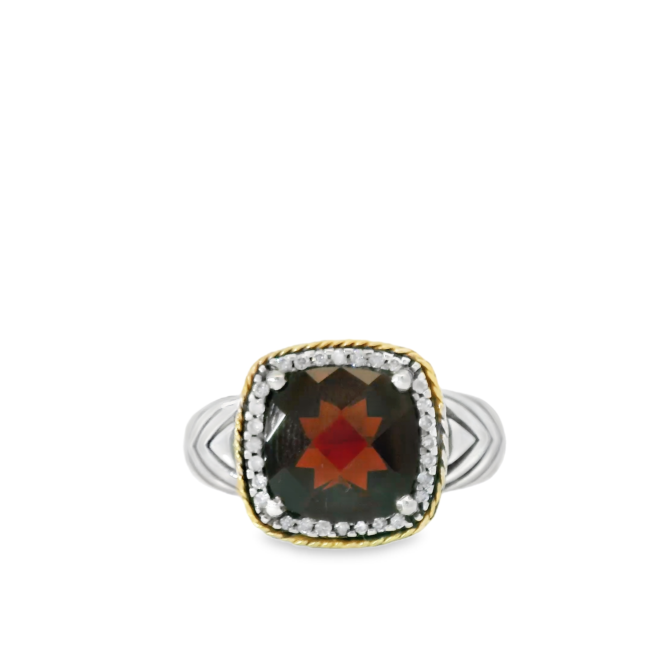 18kt Gold Garnet and Diamond Ring