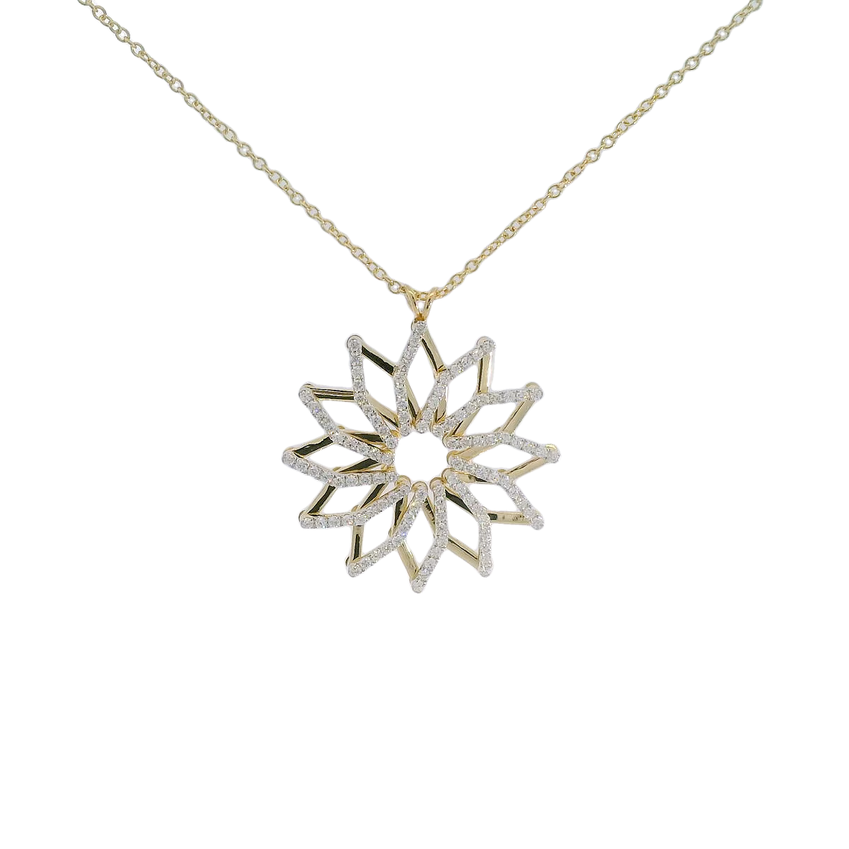 14kt Gold Diamond Starburst Pendant Necklace