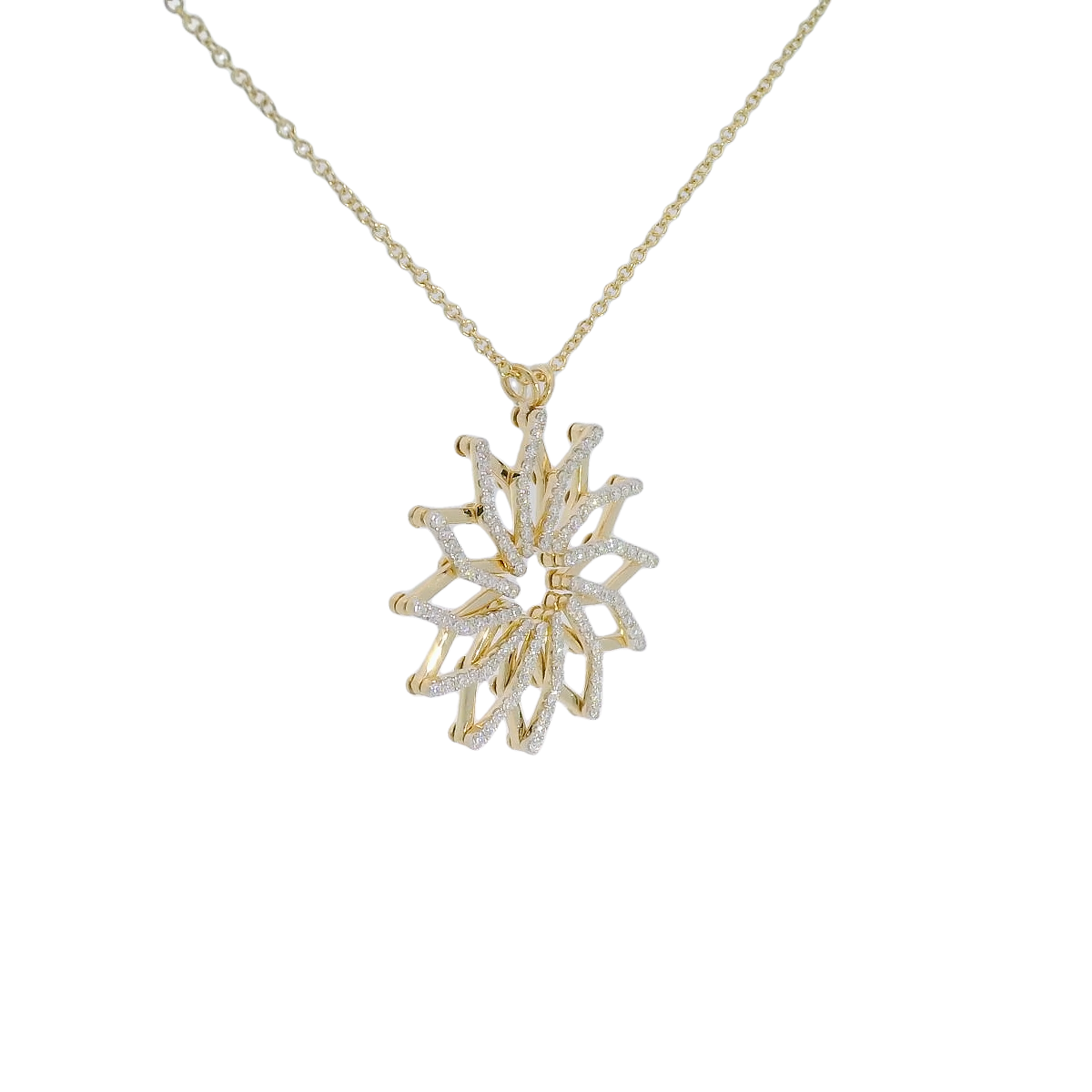 14kt Gold Diamond Starburst Pendant Necklace