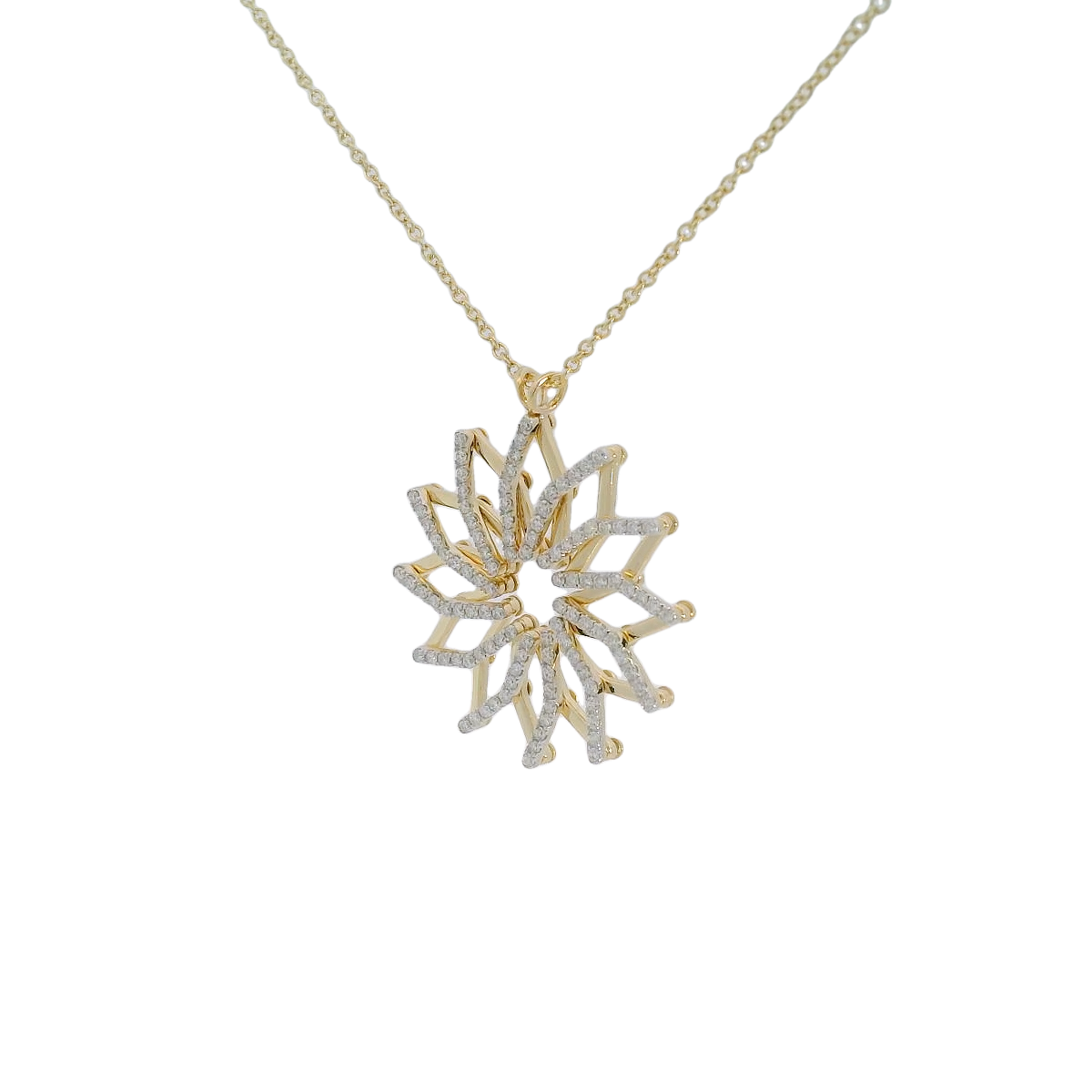 14kt Gold Diamond Starburst Pendant Necklace