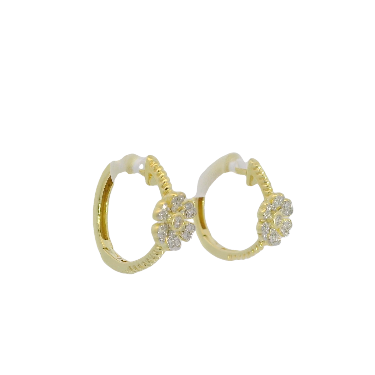 14kt Diamond Flower Small Hoop Earrings