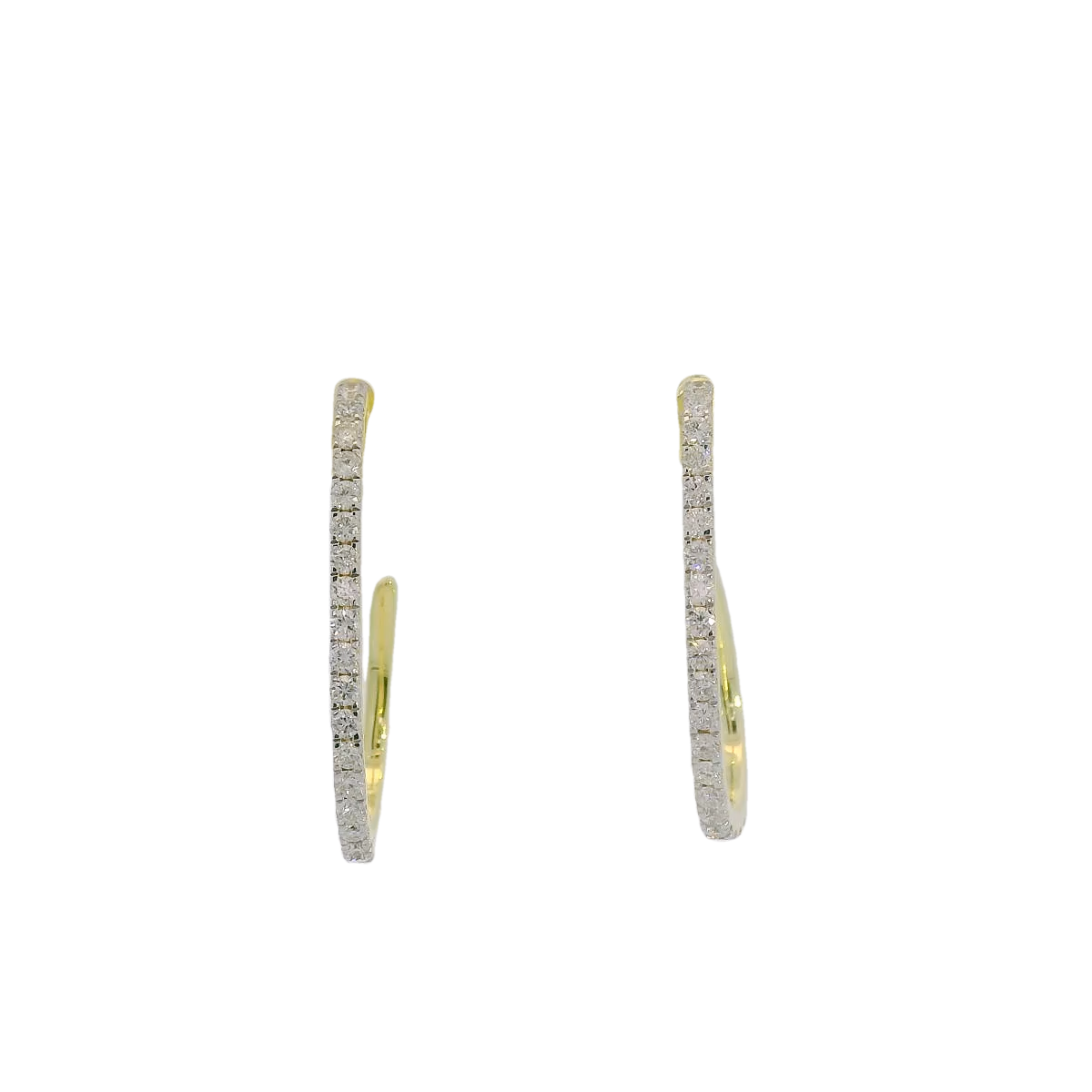 14kt Gold and Diamond J-Hoop Earrings