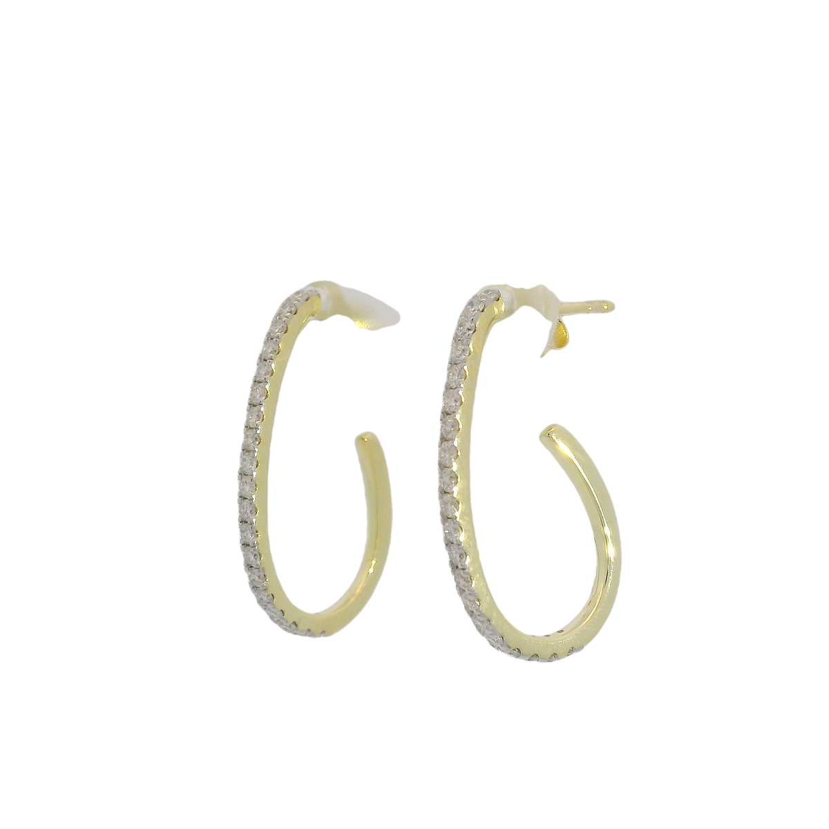 14kt Gold and Diamond J-Hoop Earrings