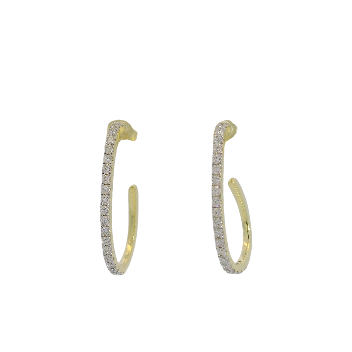 14kt Gold and Diamond J-Hoop Earrings