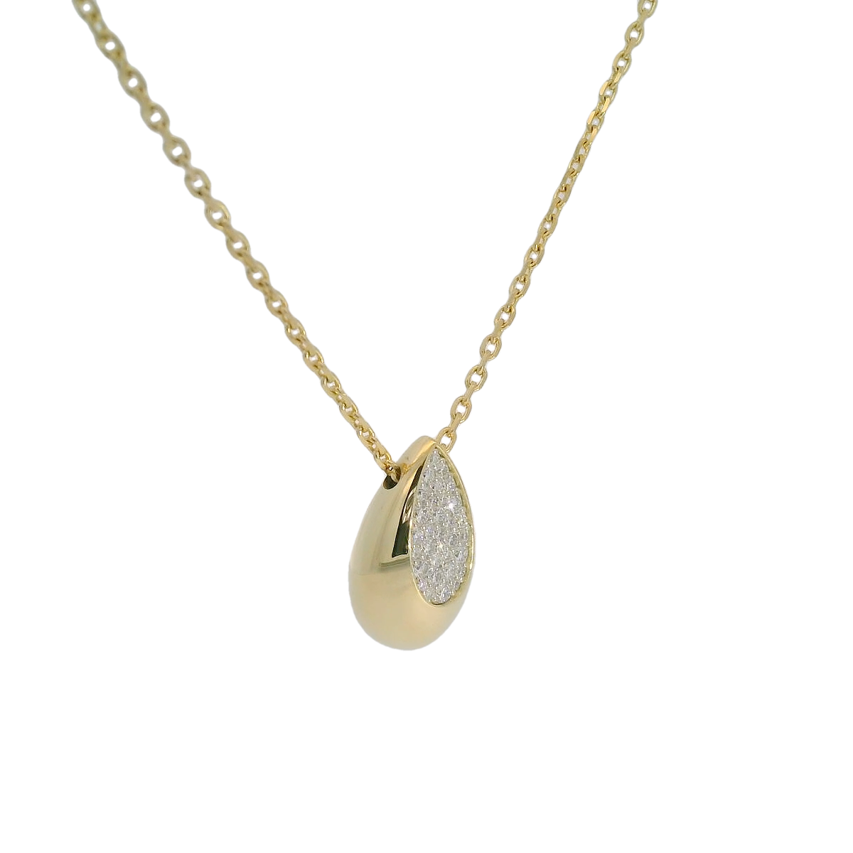 14kt Gold Large Teardrop Diamond Pendant Necklace