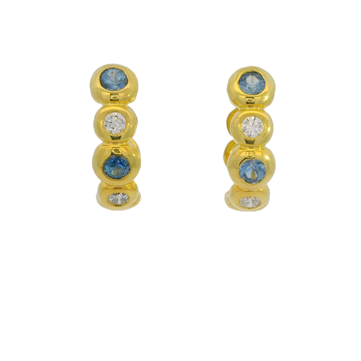 Mazza 14kt Sapphire and Diamond Huggie Earrings