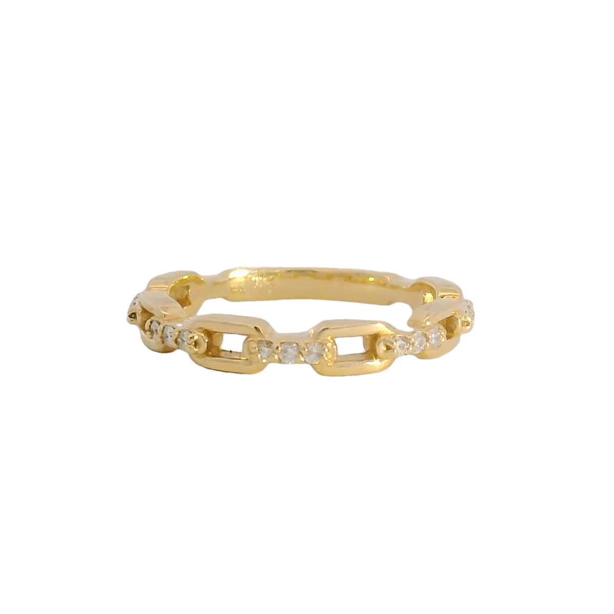 14kt Gold Link Ring with Diamonds