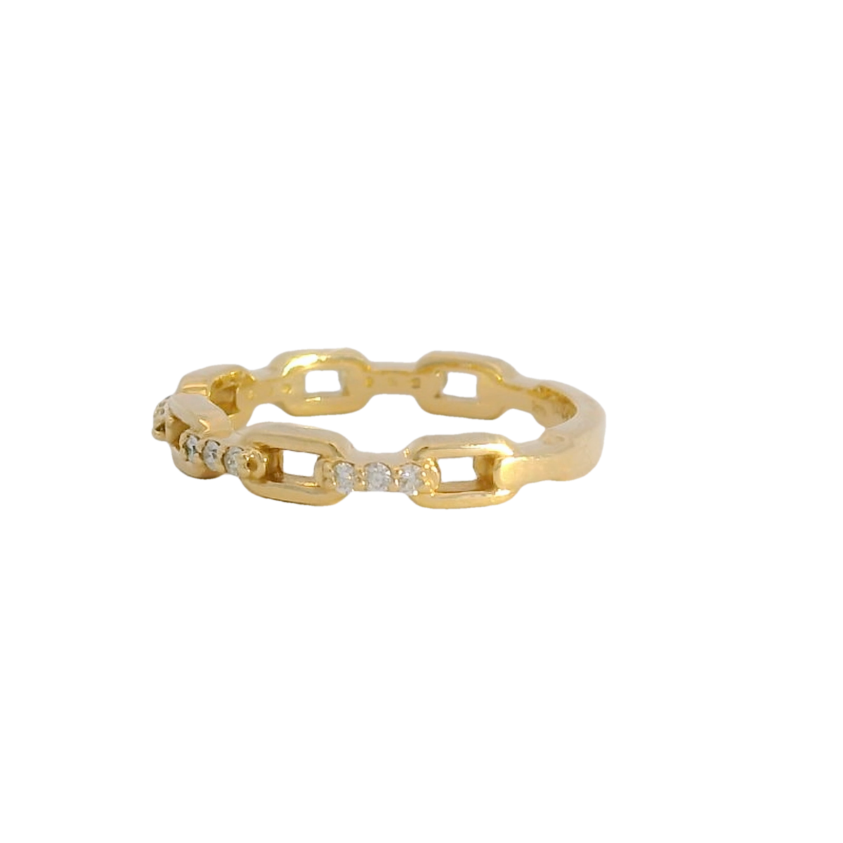 14kt Gold Link Ring with Diamonds